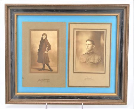 WWI FEMALE NAVY YEOMAN & ARTILLERY SOLDIER FRAMED PORTRAITS: NEW ORLEANS