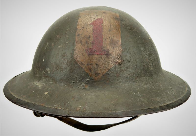 WWI 1st DIVISION INSIGNIA PAINTED BRODIE'S HELMET W/ LINER & CHINSTRAP ...