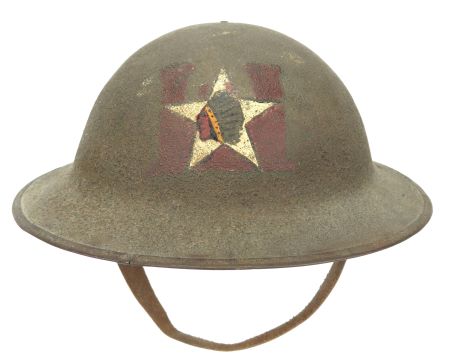 WWI NAMED OFFICER'S SECOND DIVISION ENGINEERS INSIGNIA PAINTED M1917 HELMET