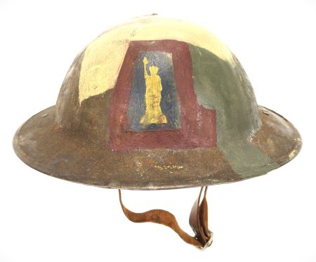 WWI CAMOUFLAGE 77th DIVISION INSIGNIA PAINTED BRODIE'S HELMET