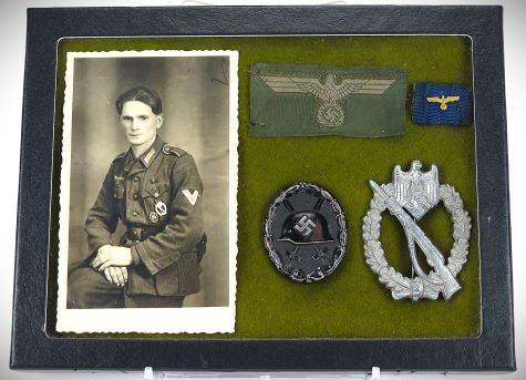 WWII GERMAN SOLDIER'S BADGE GROUP: SILVER INFANTRY ASSAULT, BLACK WOUND & MORE