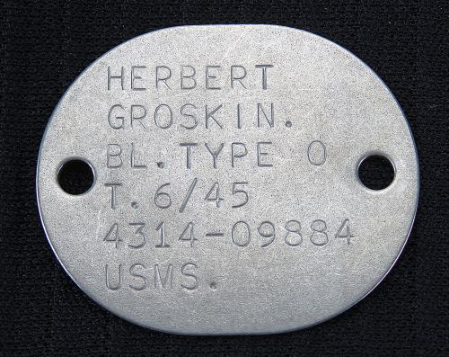 WWII MERCHANT MARINE ID or "DOG" TAG of JEWISH LIBERTY SHIP SAILOR: SCARCE ITEM