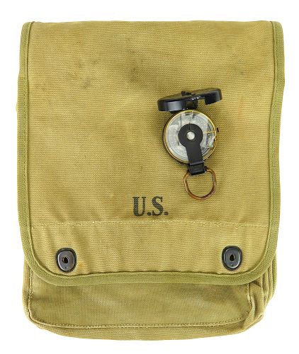 WWII BOYT '42 MAP CASE & 5/44 ARMY LENSATIC COMPASS: "CAPT COLE"