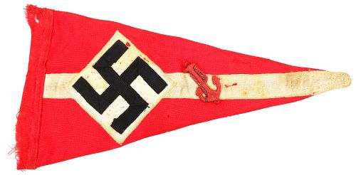 WWII GERMAN "HJ" PENNANT WITH APPLIED ANCHOR: EARLY EXAMPLE